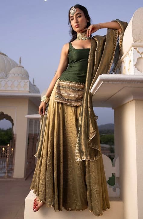 Olive & Gold Haldi Radiance: A Whisper of Tradition