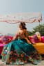 Aqua Bloom: A Solo Bride's Haldi Serenity