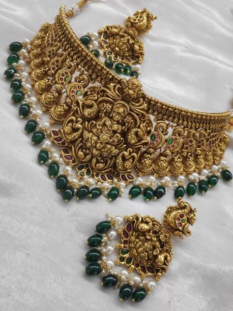 Goddess Lakshmi's Emerald Cascade: Bridal Splendor