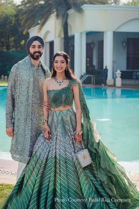 Emerald Serenade: A Haldi Lehenga in Whispering Green