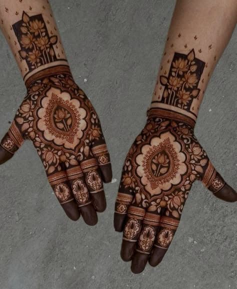 Lotus Blossom Benediction: Haldi Ceremony Hands Adorned with Sacred Blooms