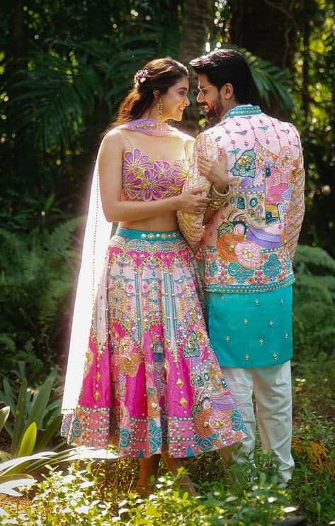 Whispers of Haldi: A Floral Embrace in the Verdant Garden