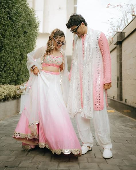 Sun-Kissed Promise: A Haldi Moment in Pink Ombre