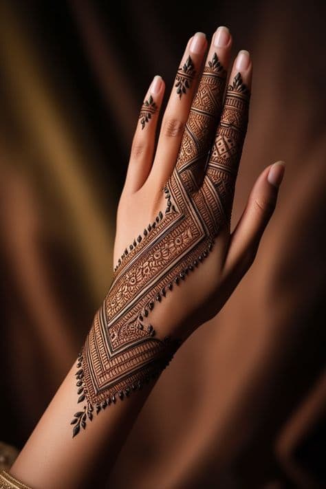 Geometric Blessings: Haldi Hand Adornment