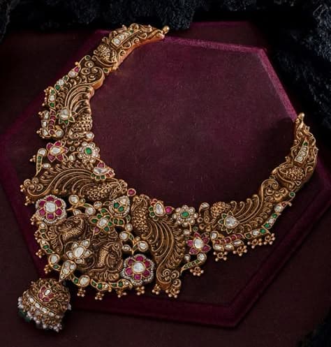 Heirloom Gilded Peacock Bridal Necklace