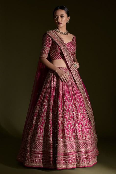 Crimson Bloom: A Bridal Lehenga of Timeless Grace