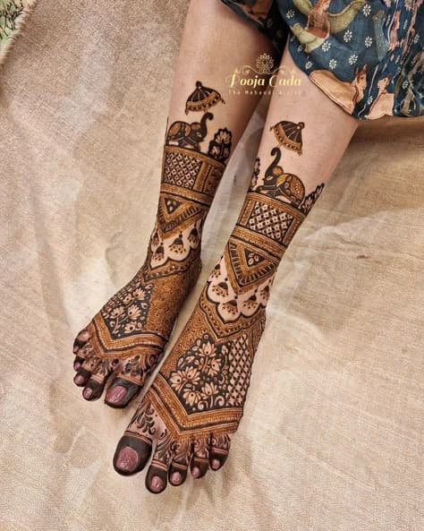 Procession of Blessings: Haldi Feet Adorned with Elephant Grace
