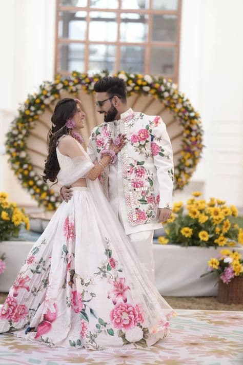 Whispers of Peonies: A Haldi Promise in Bloom