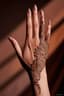 Henna's Whisper: A Haldi Hand Design of Intricate Swirls