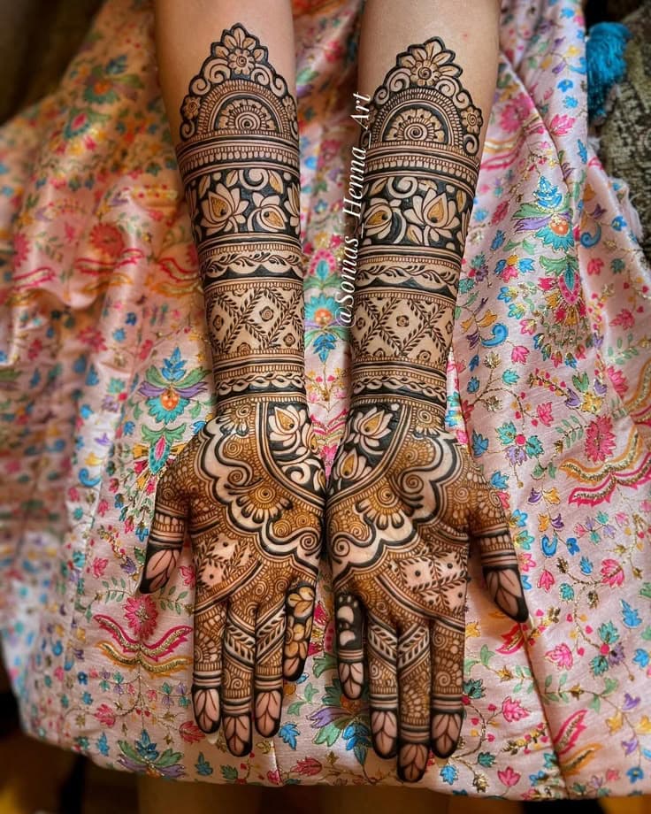 Henna's Floral Embrace: A Haldi Blessing