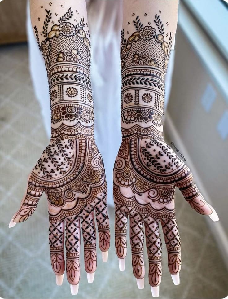 Intricate Mehndi Embrace: A Haldi Ceremony Blessing