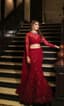 Crimson Cascade: A Bridal Lehenga of Timeless Romance
