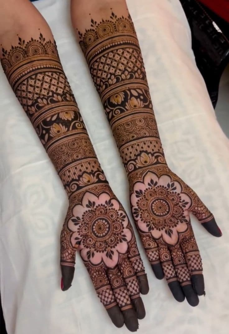 Golden Lotus Embrace: Bridal Mehndi for Haldi