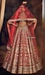 Crimson Bloom: A Bridal Lehenga of Golden Whispers