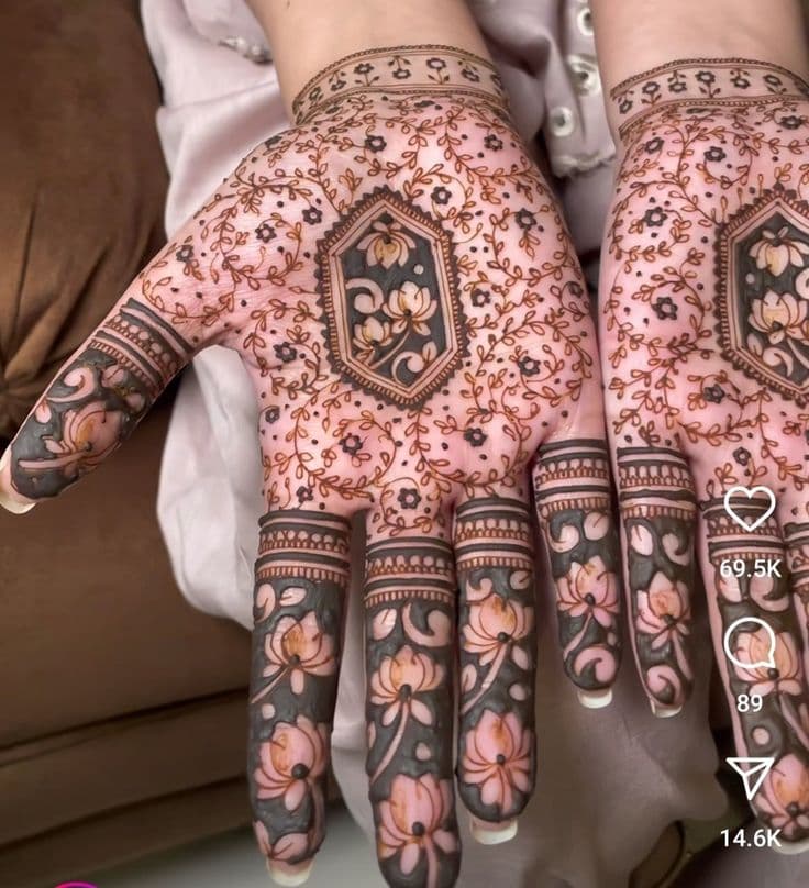 Lotus Embrace: A Haldi Promise Etched in Henna